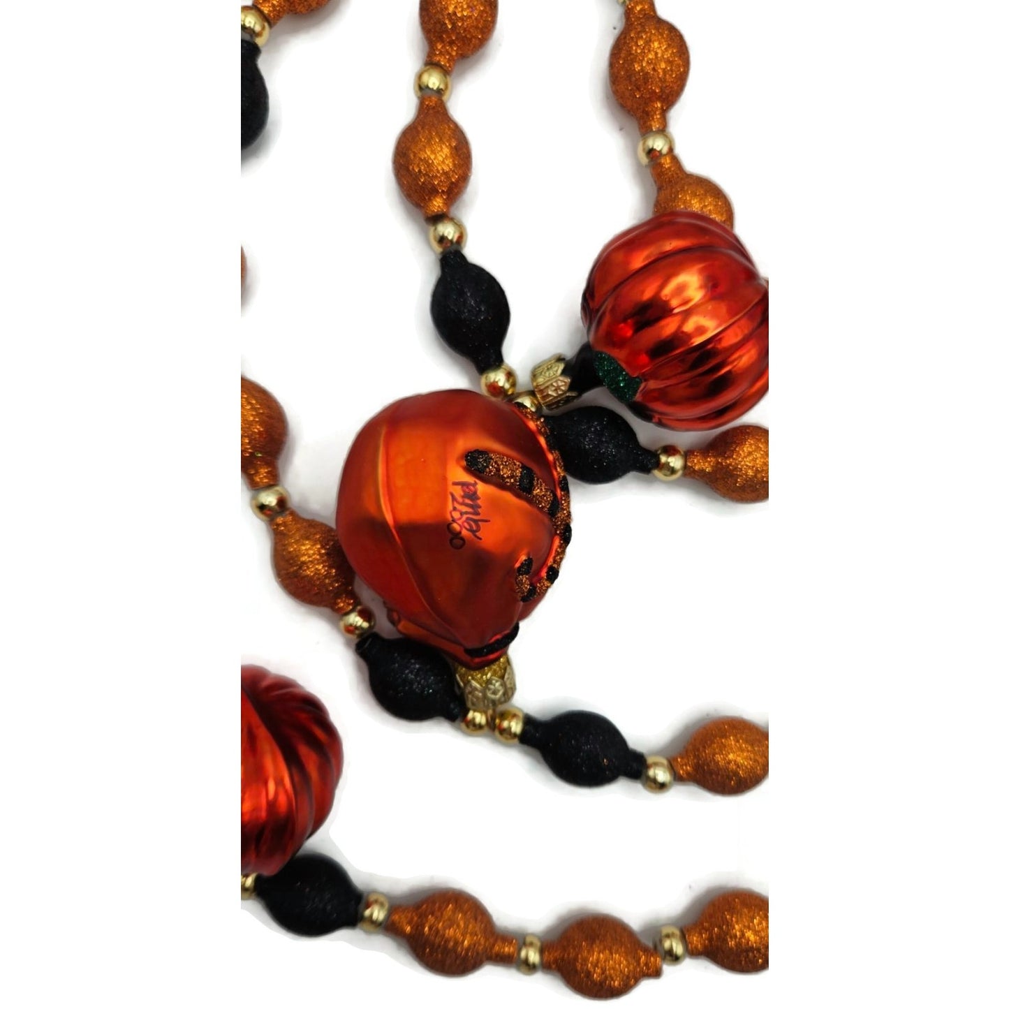Patricia Breen Halloween Garland Pumpkins Mittens Glass Glitter OOAK 2000CO