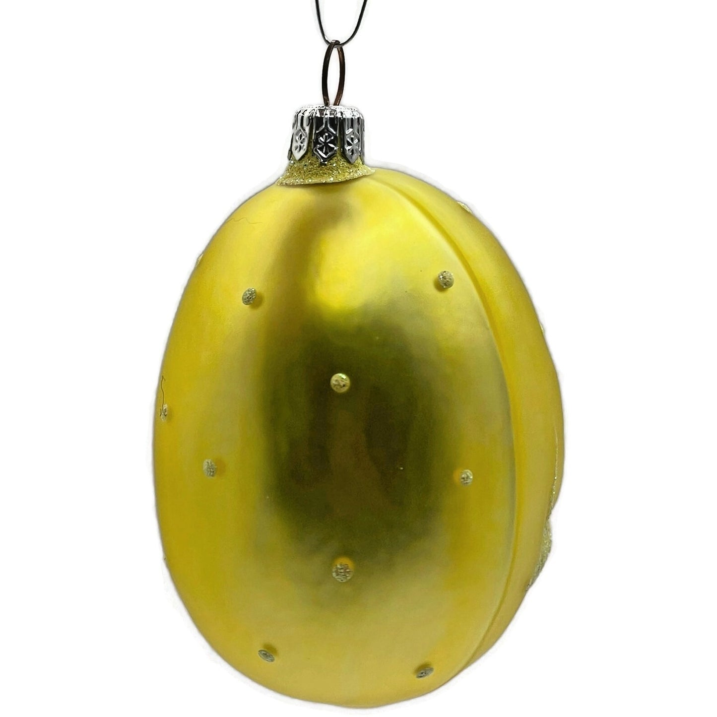 Patricia Breen Jelly Bean Santa Claus Yellow Matte Glittered Polka Dot Ornament