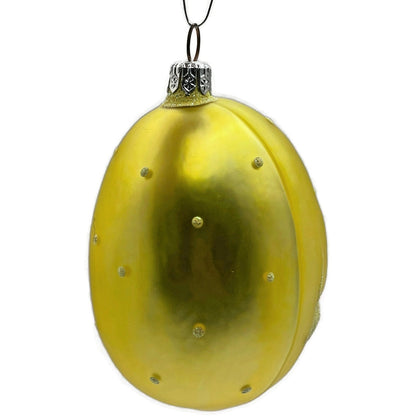 Patricia Breen Jelly Bean Santa Claus Yellow Matte Glittered Polka Dot Ornament