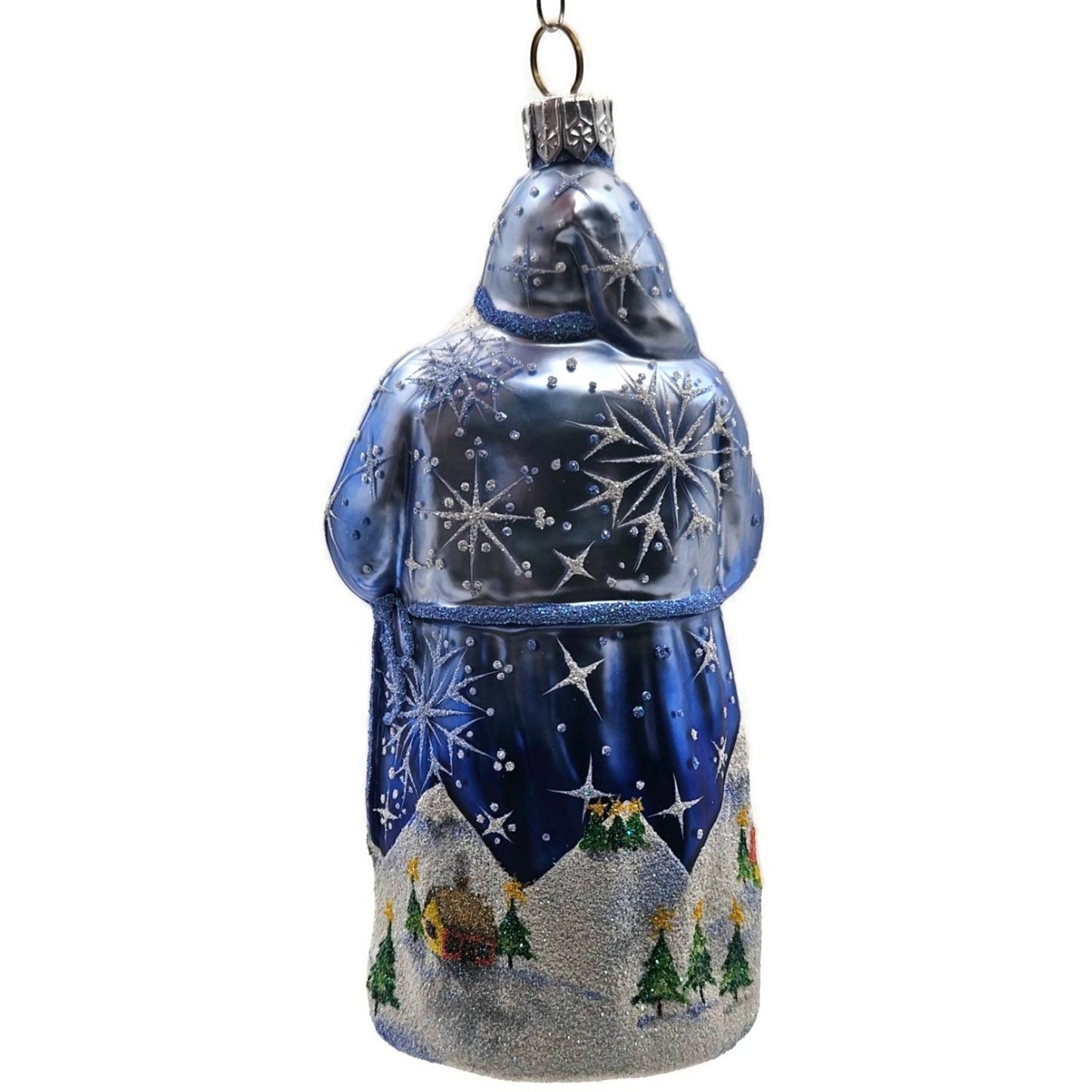 Patricia Breen Light a Single Candle Blue Santa Village Christmas Tree Ornament