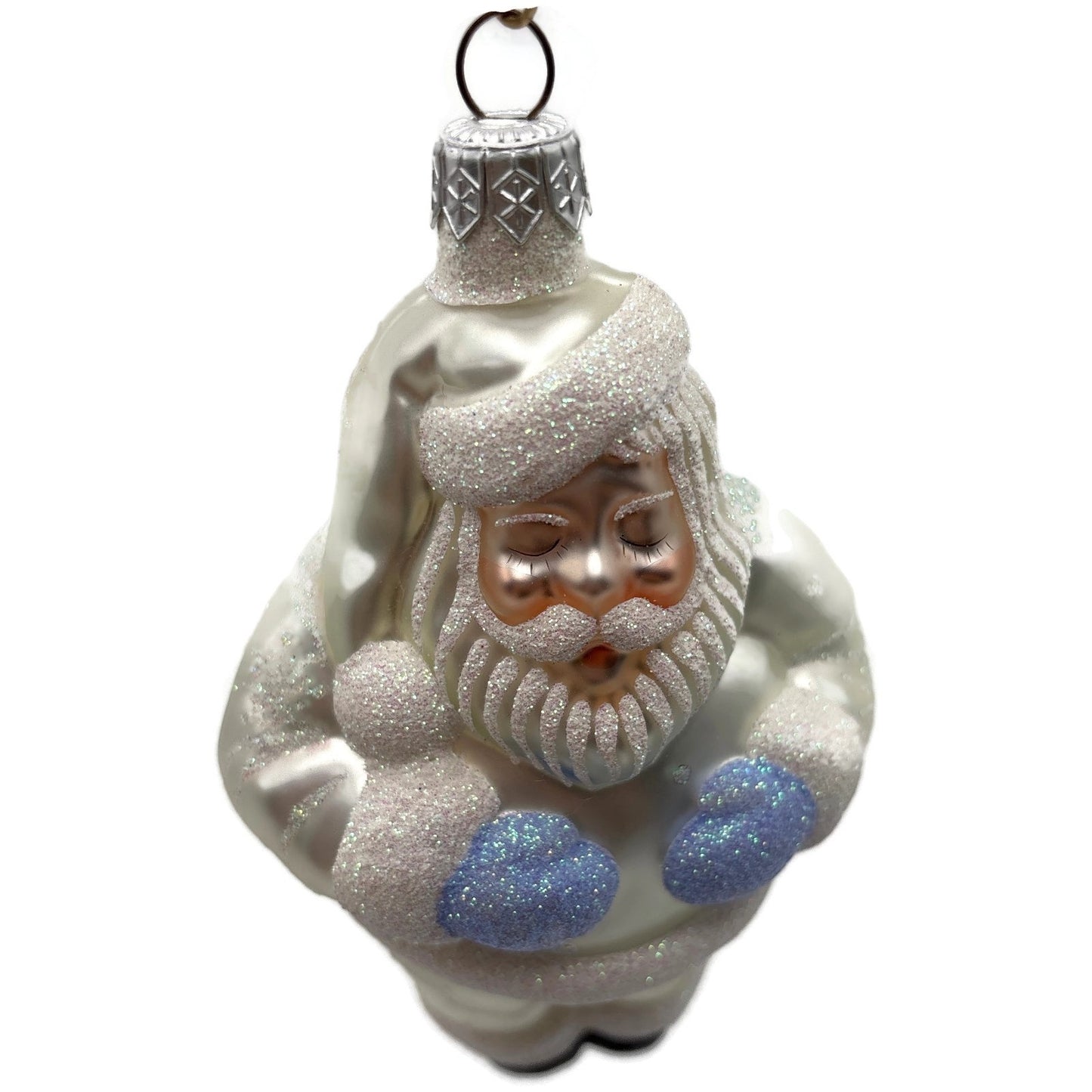 Patricia Breen HO HO HO Santa Claus Pearl Snowflakes Dots Christmas Ornament