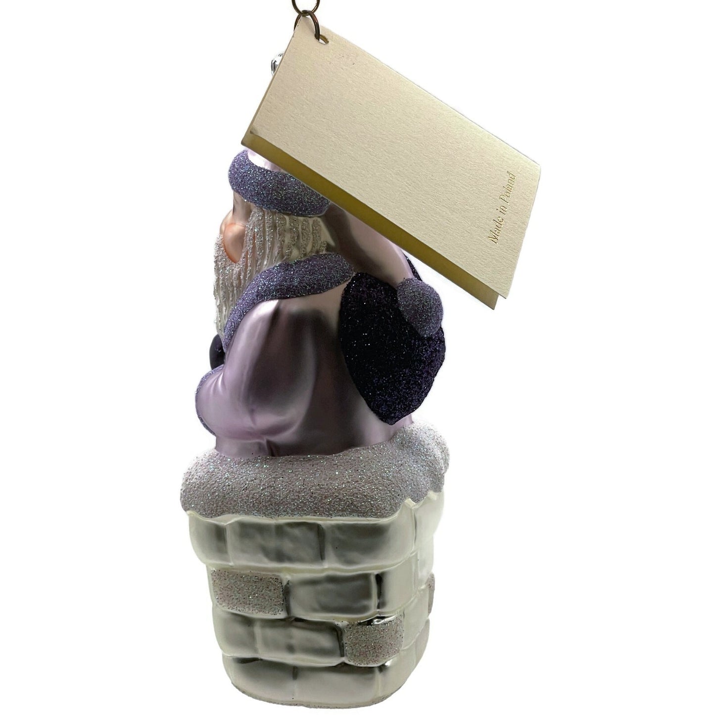 Patricia Breen Ornament Here Comes Santa Claus Lavender Silver Chimney Christmas