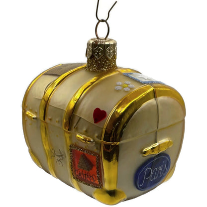 Patricia Breen Bon Voyage Gold Palm Beach Travel Trunk Christmas Tree Ornament