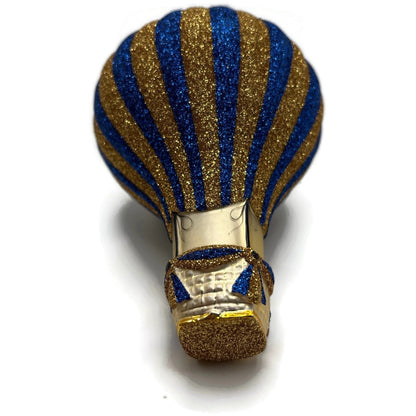 Patricia Breen Petite Balon Blue Gold Striped Balloon Christmas Tree Ornament
