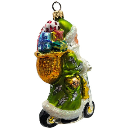Christopher Radko Scooting Star Green Santa Claus Christmas Ornament 97-263-1