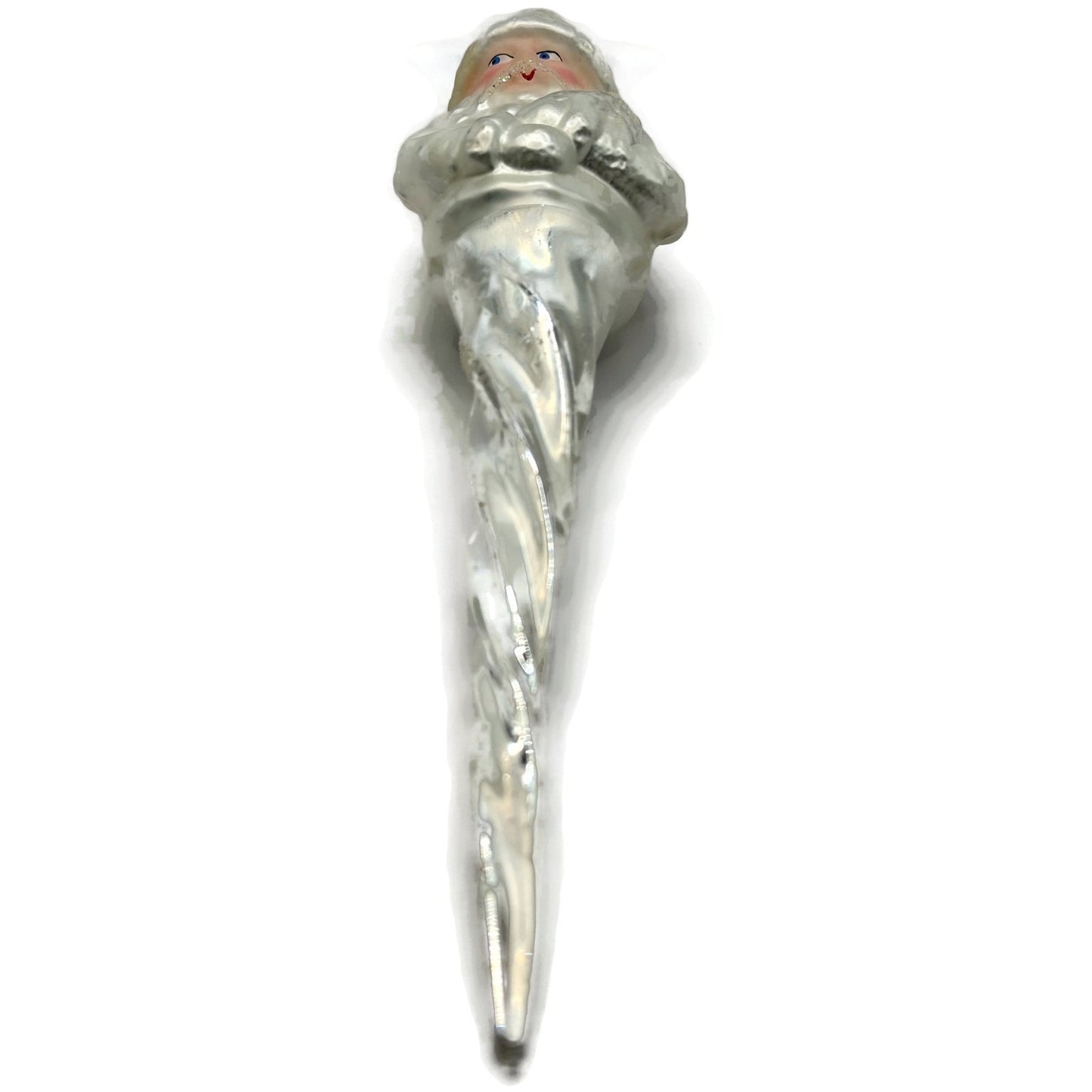 Christopher Radko Frosted Santa Icicle Silver Glass Christmas Ornament 95-143-0