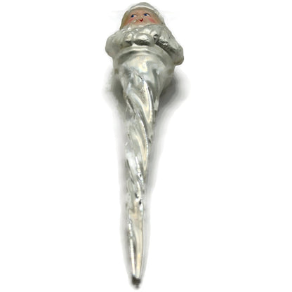 Christopher Radko Frosted Santa Icicle Silver Glass Christmas Ornament 95-143-0