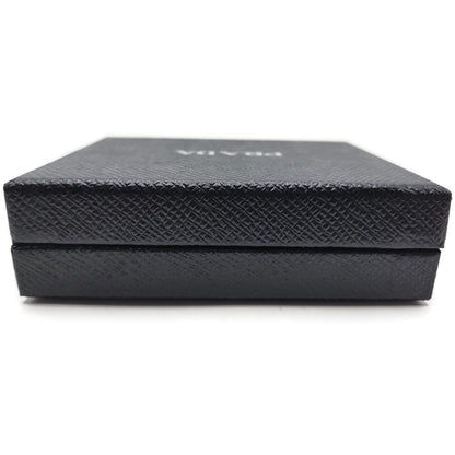 Prada Teddy Bear Keychain Purse Charm Beige Black Saffiano Leather with Crystals