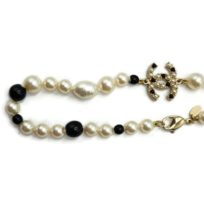 Co Co Chanel Paris Faux Pearls Black Glass Beads Baroque Sweater Necklace
