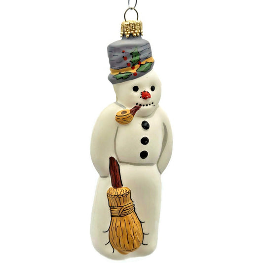 Vaillancourt Ornament Snowman with Ears Broom Chalkware Christmas Tree Decor