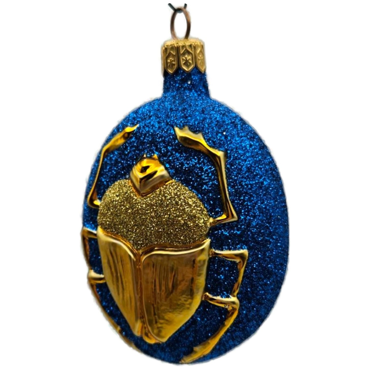 Patricia Breen Cleopatras Scarab Blue Gold Beetle Glass Christmas Ornament 9709