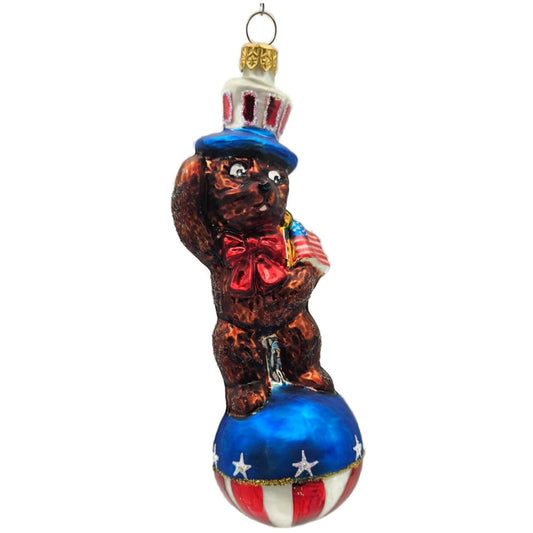 Christopher Radko Teddy For President Patriotic Bear Christmas Ornament July 4th