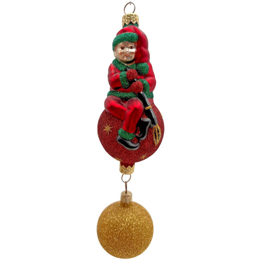Patricia Breen Jingles The Elf Red Suit Ball Gold Stars Christmas Ornament HCB