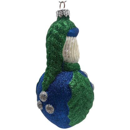 Patricia Breen Hollyberry Santa Claus Blue Green Silver Christmas Tree Ornament