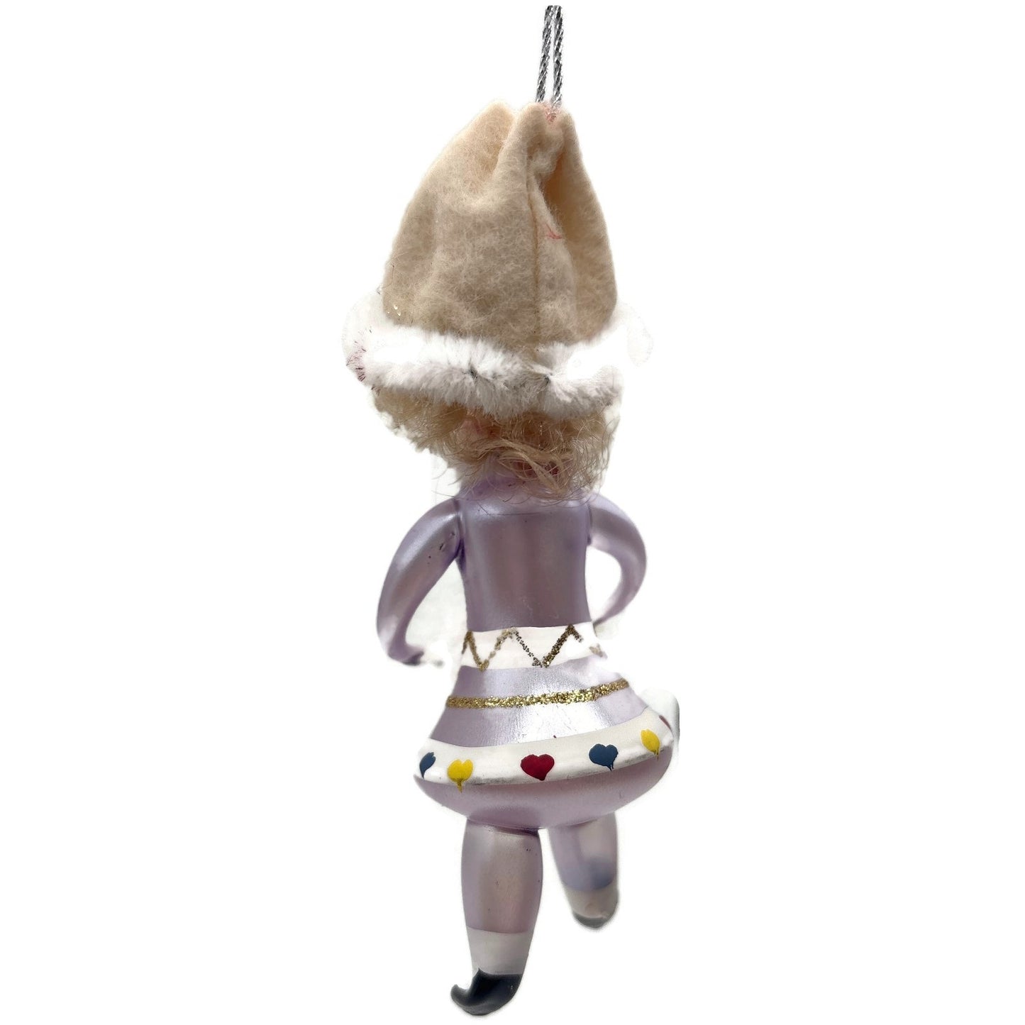 De Carlini Girl Skater With Muff White Hat Italian Glass Christmas Ornament