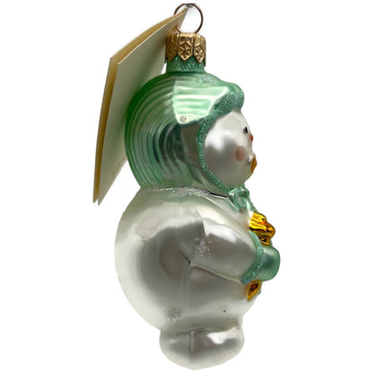 Patricia Breen Snowbaby Green Snowflakes Snowman White Christmas Tree Ornament