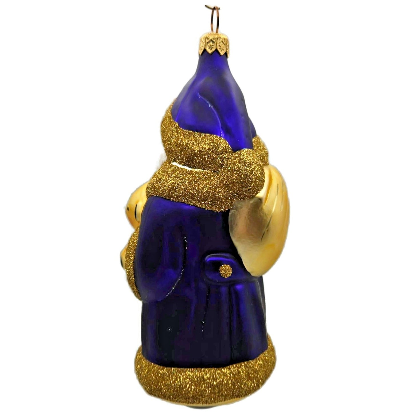 Patricia Breen Santa and Teddy Bear Purple Gold Christmas Tree Ornament