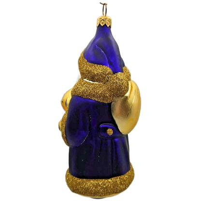 Patricia Breen Santa and Teddy Bear Purple Gold Christmas Tree Ornament