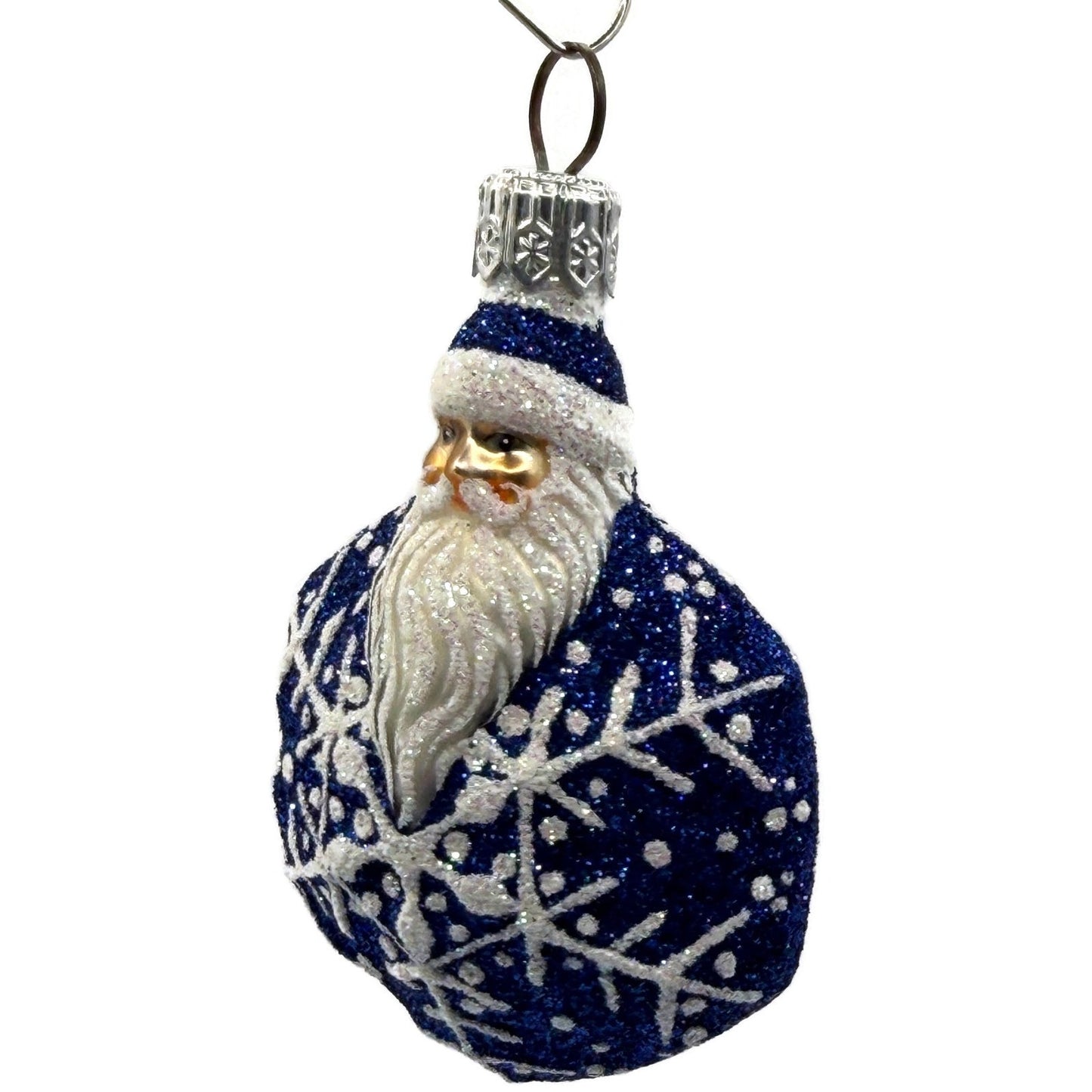 Patricia Breen Snowflake Noel Blue Santa Claus Hexagon Christmas Ornament 2257