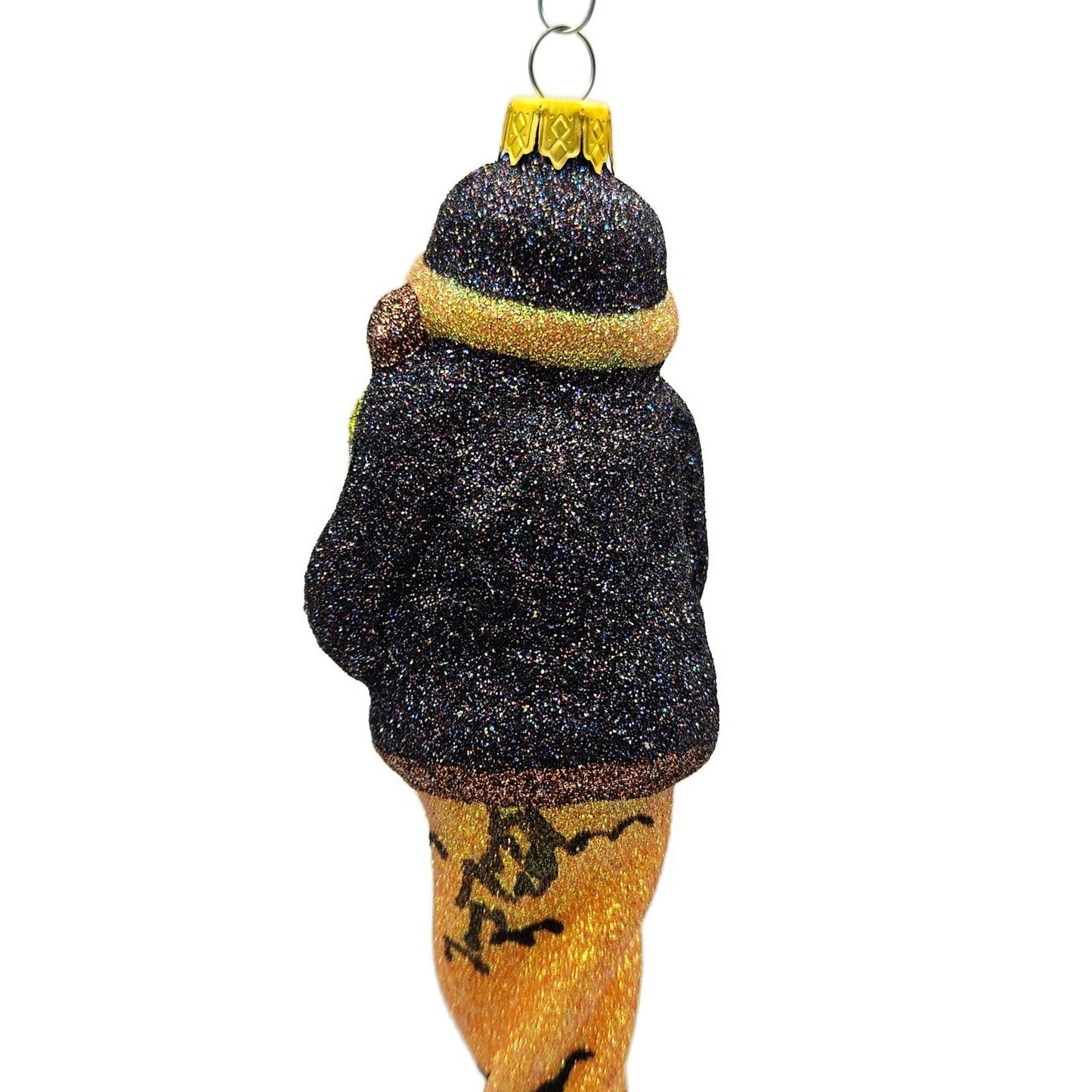 Larry Fraga Halloween Santa Claus Bat Glittered Glass Christmas Tree Ornament