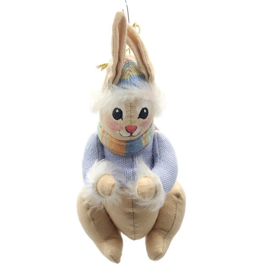 Gladys Boalt Rabbit Blue Muffler Sweater Handmade Fabric Christmas Ornament
