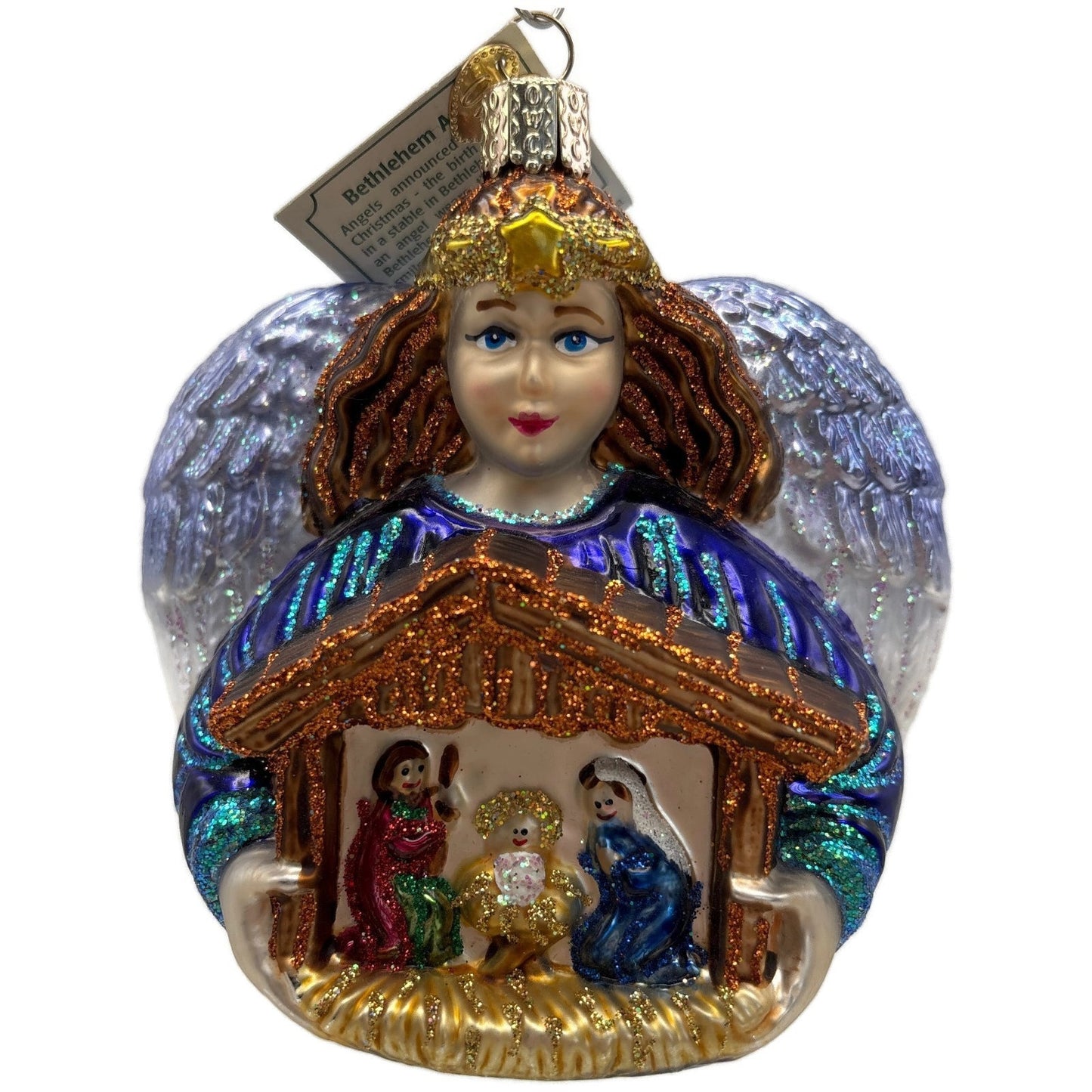 Bethlehem Angel Nativity Merck Family Old World Christmas Blue Holiday Ornament