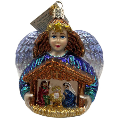 Bethlehem Angel Nativity Merck Family Old World Christmas Blue Holiday Ornament
