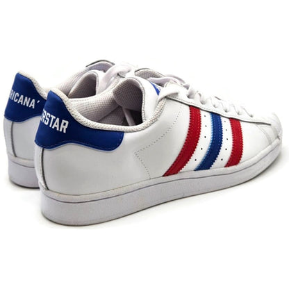 Adidas Superstar White Red Blue Stripe Shoes Ladies Size 9 Shell Toe AC7162