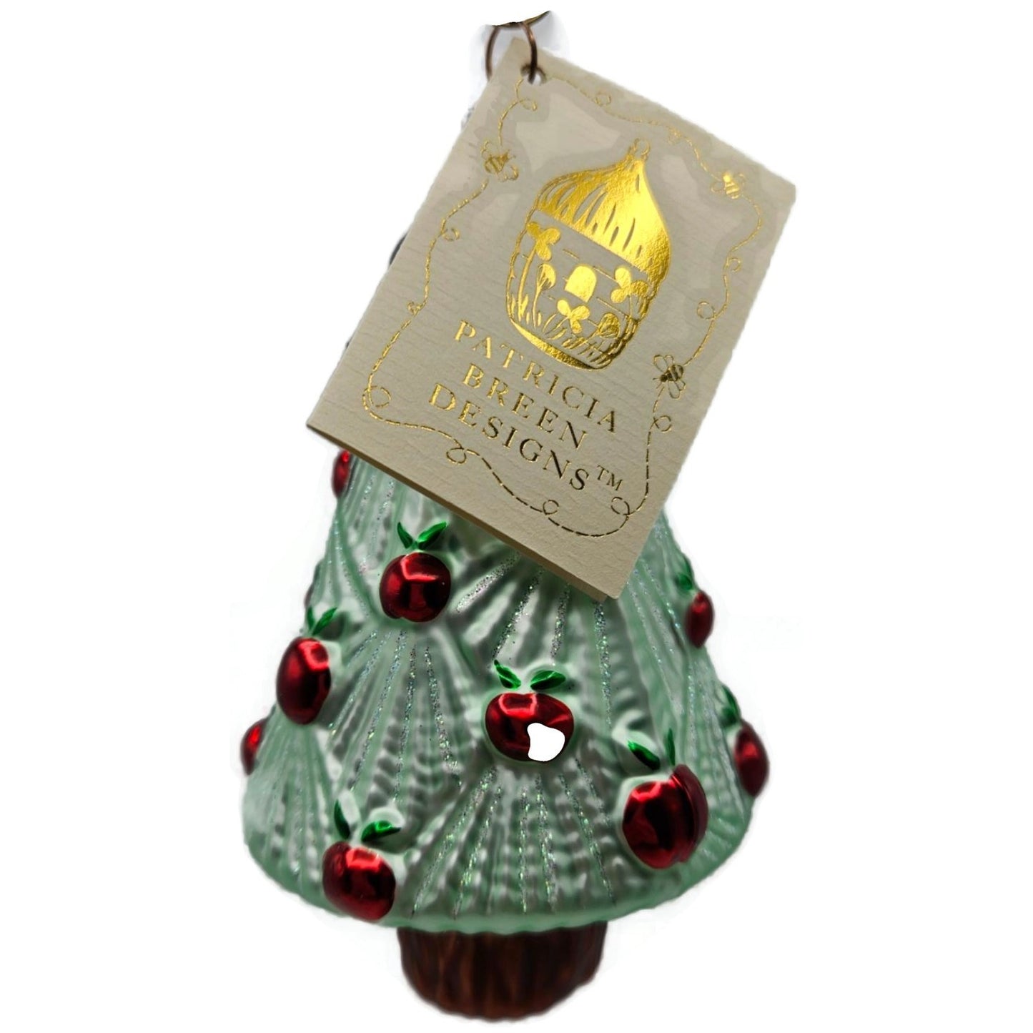 Patricia Breen Rene's Tree Black Band Glitter Apples Christmas Ornament 9837