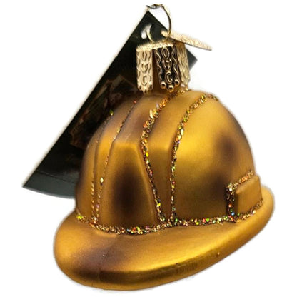Construction Helmet Ornament Gold Safety Hat OWC Old World Christmas Tree Decor