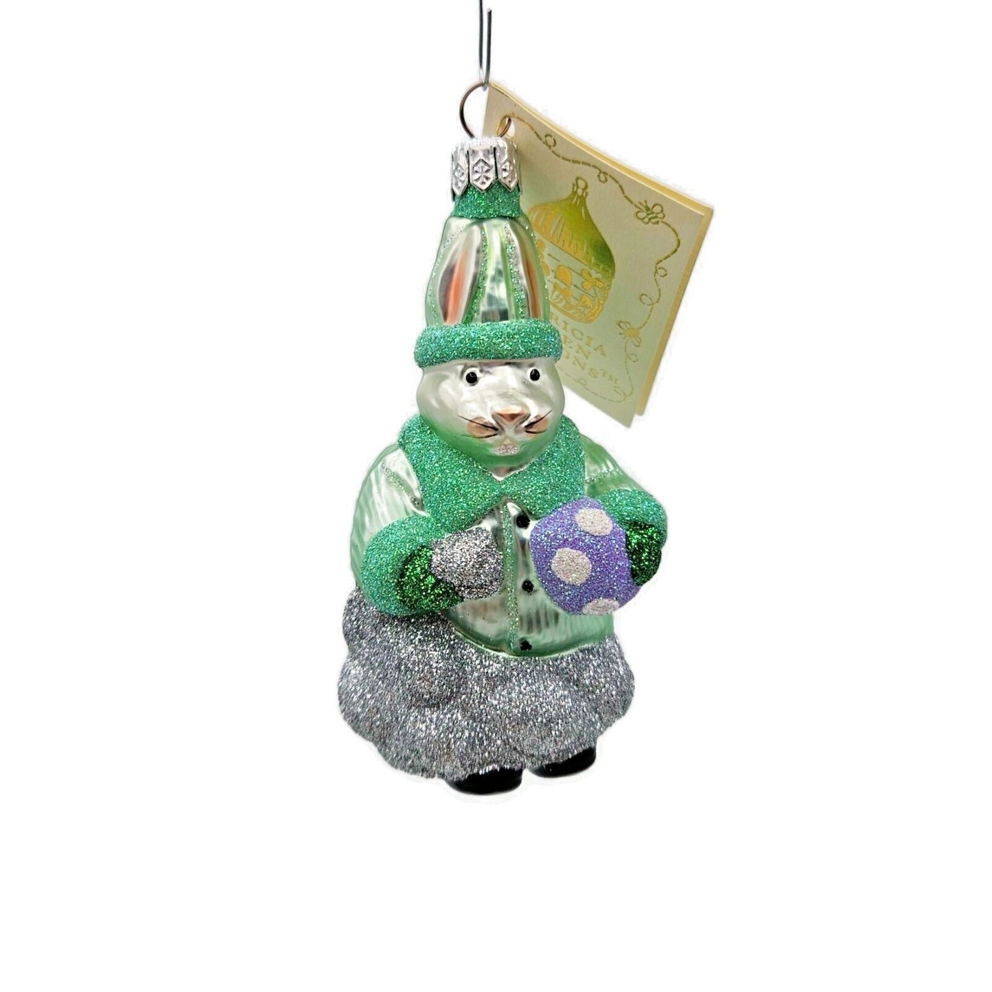 Patricia Breen A Christmas Bunny Pastel Green Purple Egg Easter Holiday Ornament