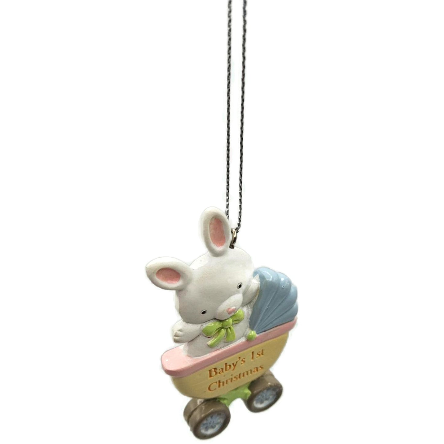 Midwest CBK Baby's First Christmas Bunny Carriage Resin Holiday Tree Ornament