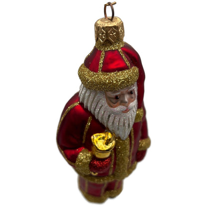 Patricia Breen Ring in the New Red Santa Claus Gold Striped Christmas Ornament