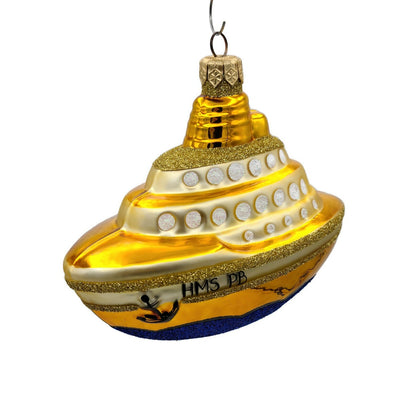 Patricia Breen HMS PB Gold Glittered Upper Deck Ship Boat Christmas Ornament