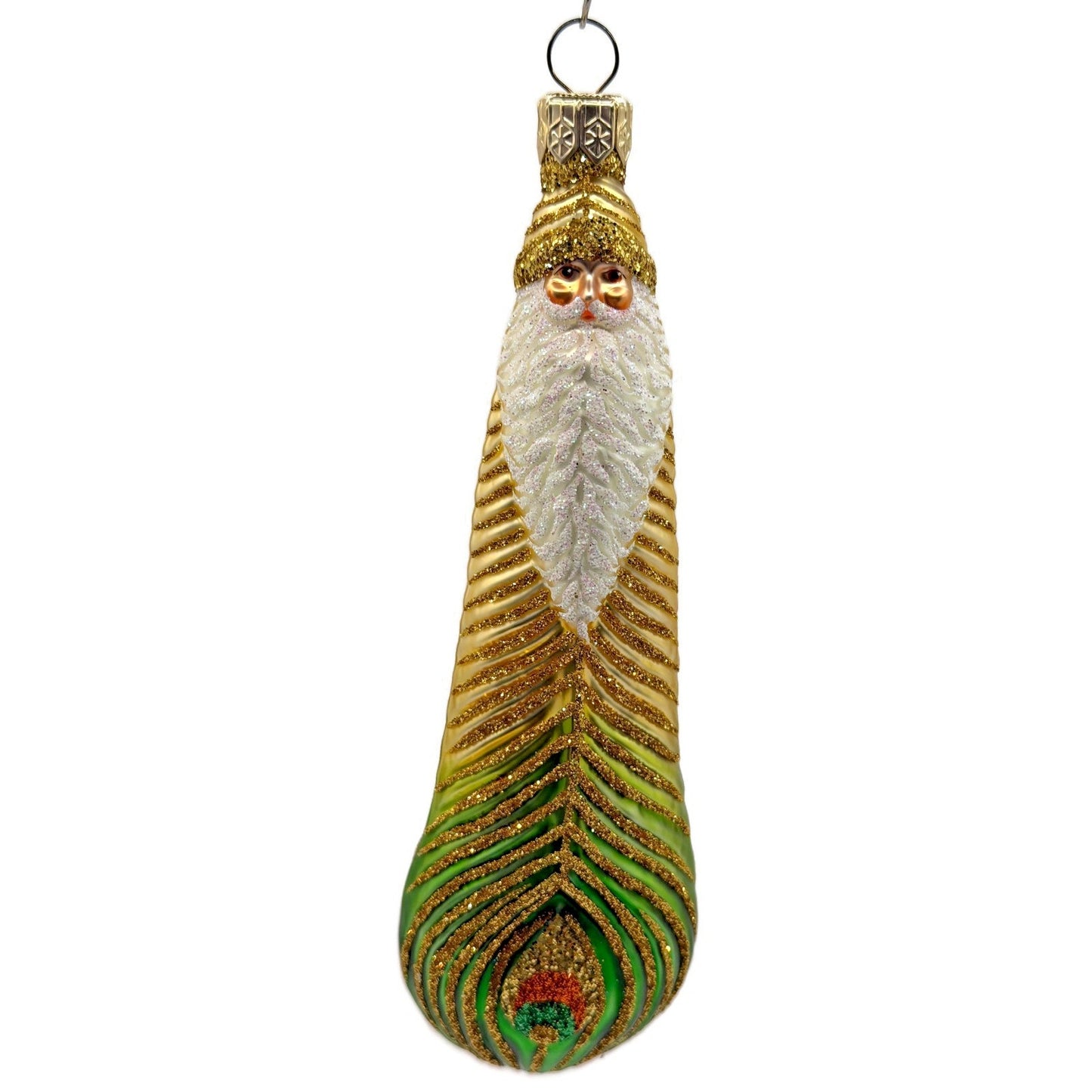Patricia Breen Peacock Icicle Gold Green Santa Claus Christmas Tree Ornament