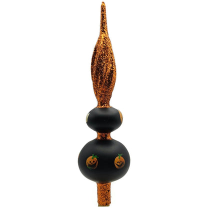 Patricia Breen Miniature Halloween Finial Black Orange Jack-o-Lantern Topper