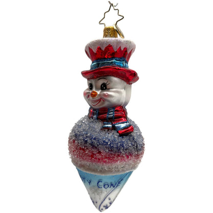 Christopher Radko Frosty Snowcone Snowman Glass Christmas Tree Ornament 1017249