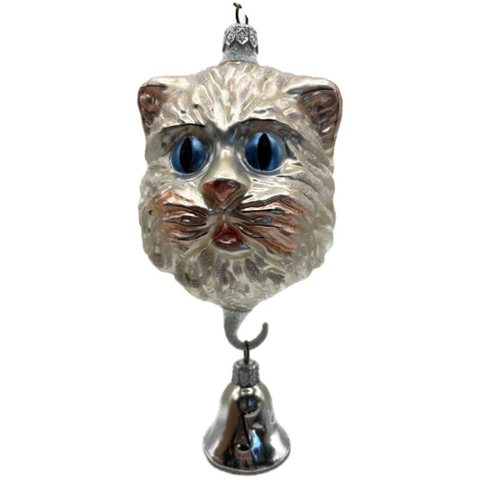 Patricia Breen Here Kitty Kitty Pearl Silver Bell 2 Part Christmas Tree Ornament