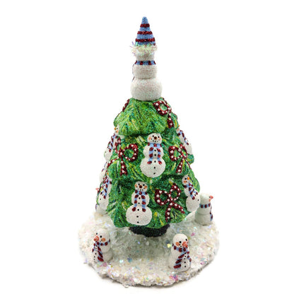 Patricia Breen Snowman Topiary Blue Red Stripe Free Standing Christmas Ornament