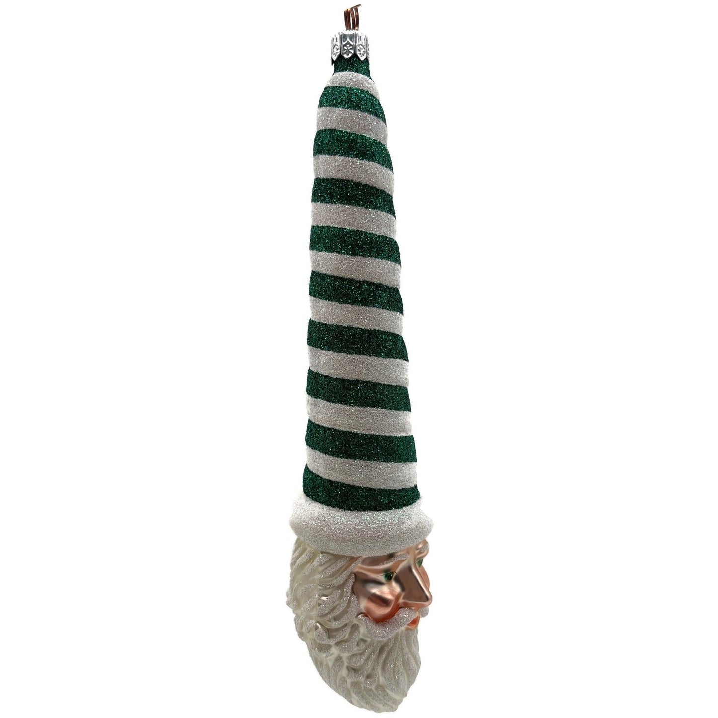 Patricia Breen Sucre Santa Green White Spearmint Striped Christmas Tree Ornament