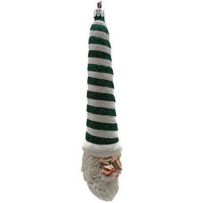 Patricia Breen Sucre Santa Green White Spearmint Striped Christmas Tree Ornament