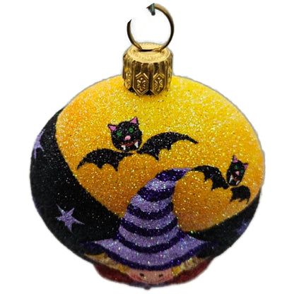 Patricia Breen Halloween Witch Medallion Black Orange Bats Christmas Ornament