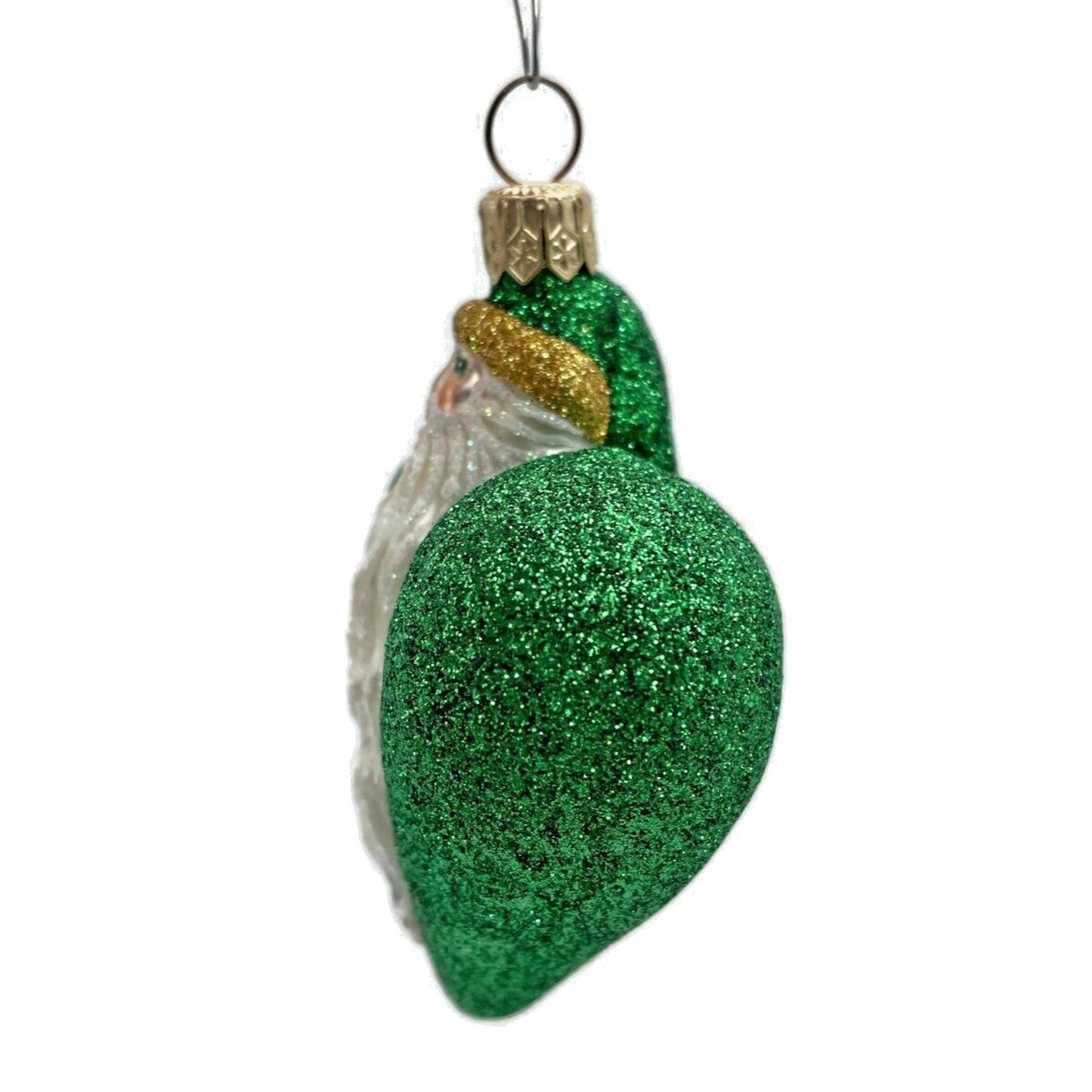 Ornament Patricia Breen Santa du Coeur Green Valentines Heart Glittered Holiday