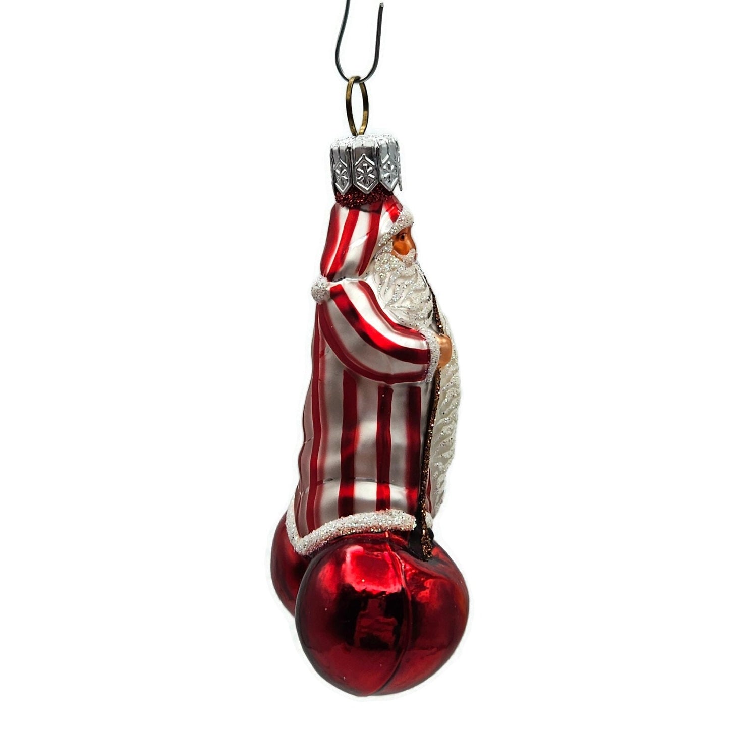 Patricia Breen Cerise Santa Claus Striped Cherry Fruit Christmas Tree Ornament