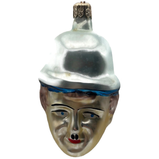 Christopher Radko Charlie Chaplin Head Black Hat Glass Christmas Tree Ornament