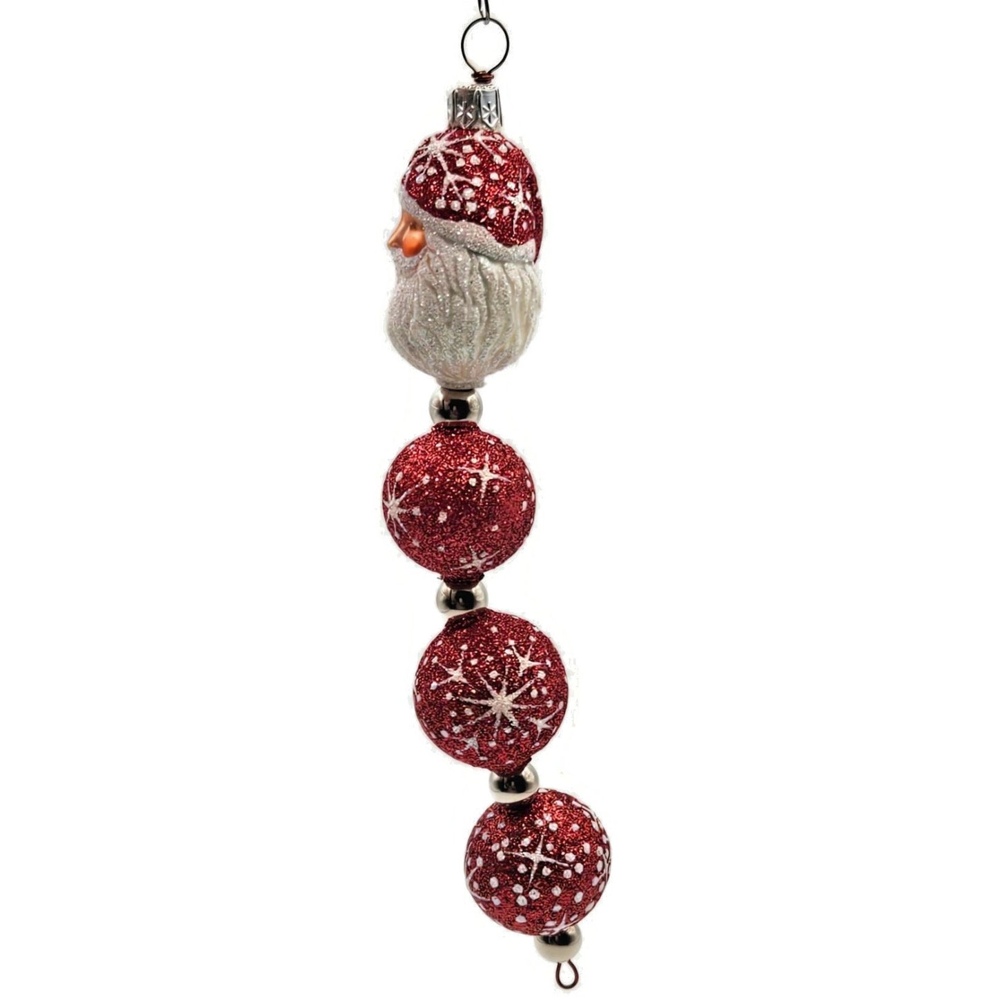 Patricia Breen Santa Claus Kinetic Icicle Red Snowflakes Christmas Tree Ornament