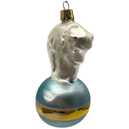 Christopher Radko Polar Bear Glass Christmas Ornament Blue Ball 92-184-0
