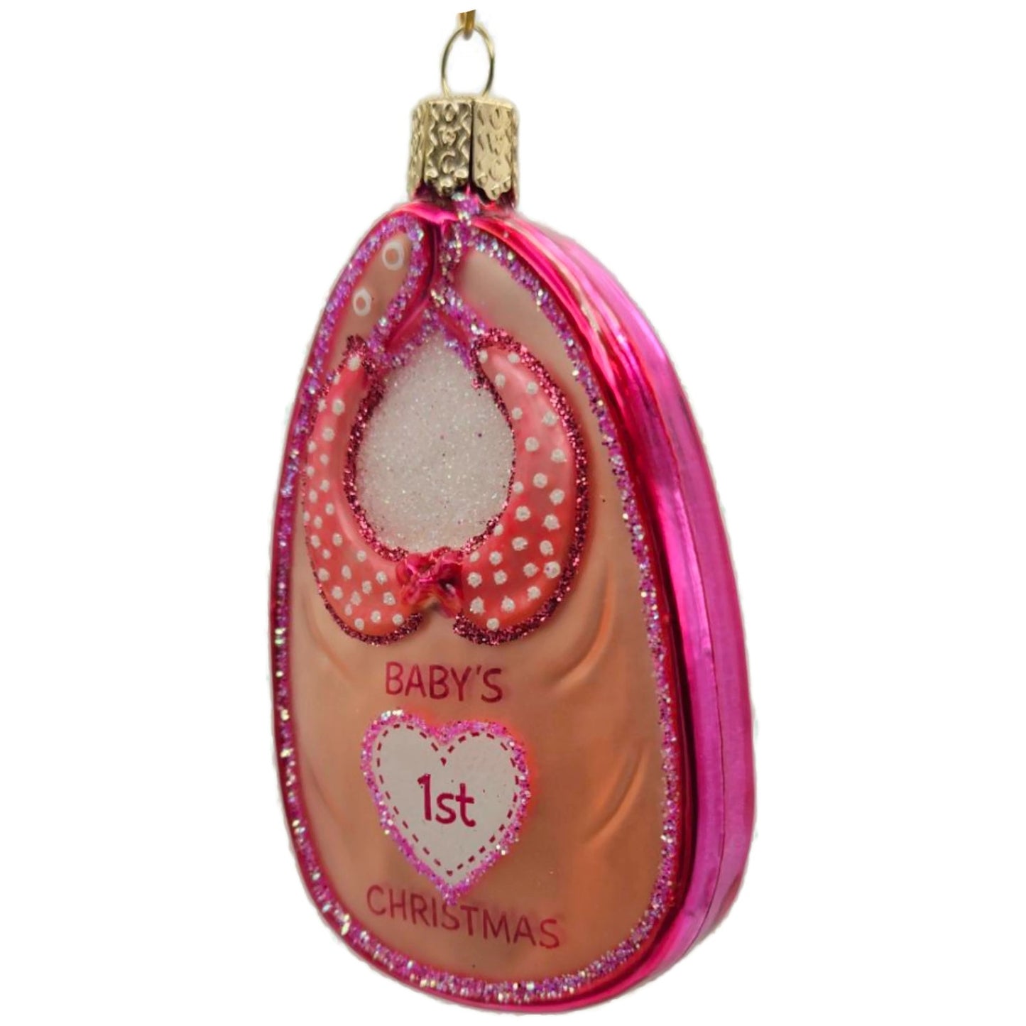 Old World Christmas Pink Baby Bib Girl Baby First Christmas Holiday OWC Ornament