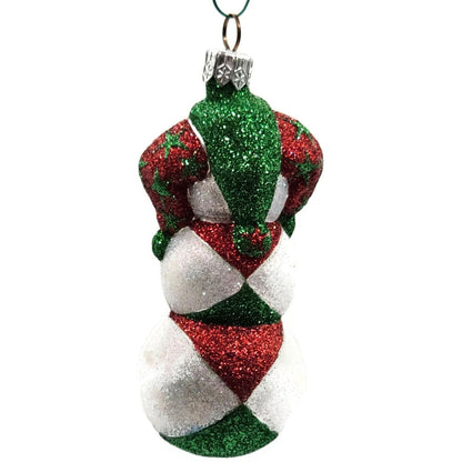 Patricia Breen Harlequin Snowman Red Green Stars Christmas Tree Ornament