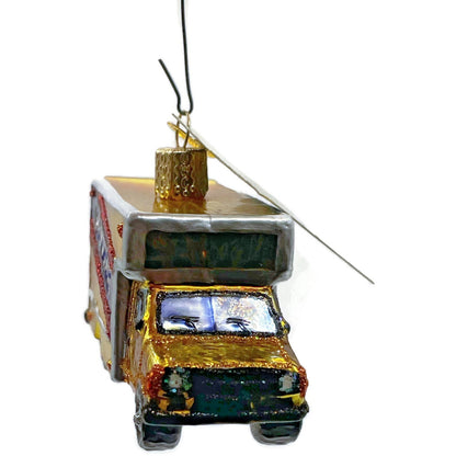 Moving Truck Ornament OWC Gold Vehicle Glittered Old World Christmas Tree Decor